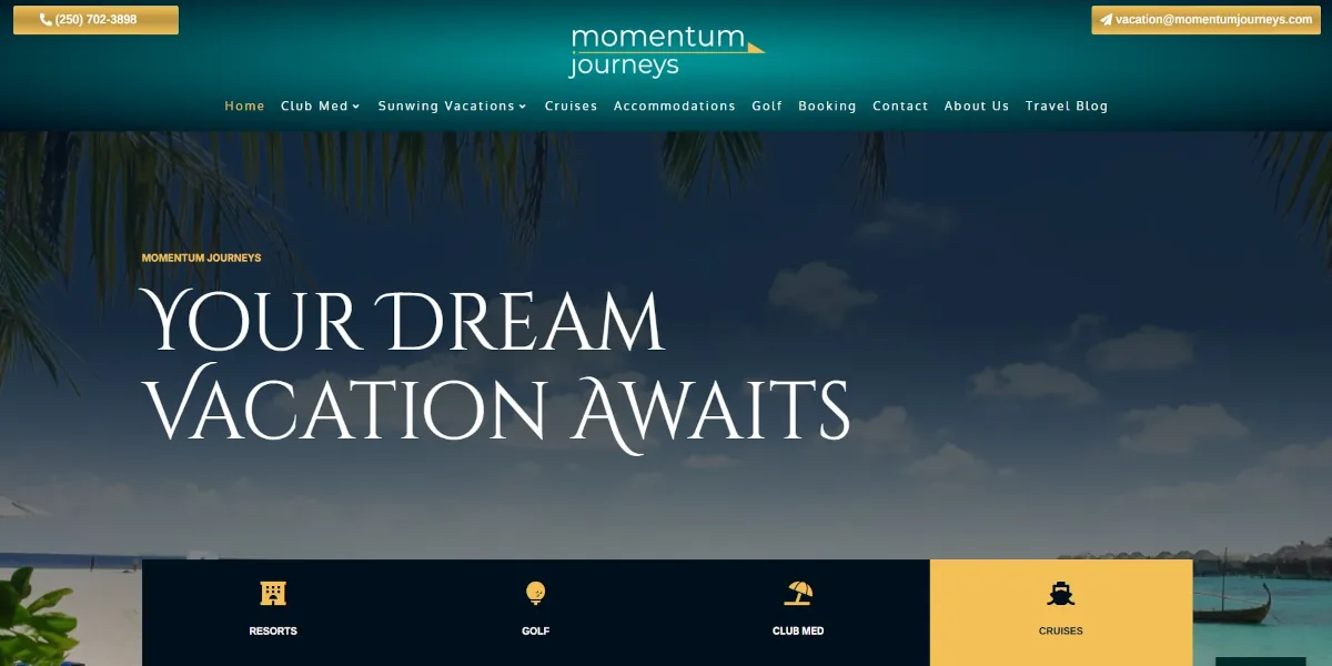 Mojo Site screenshot of Momentum Journeys website